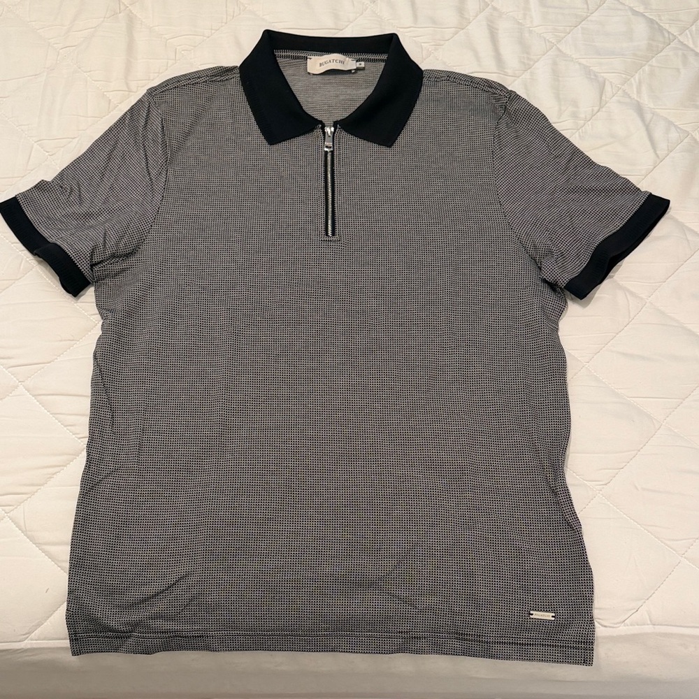 Bugatchi Black and Gray Polo Shirt